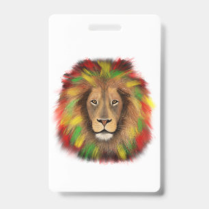 Rasta lion head red yellow green drawing Jamaica  Badge