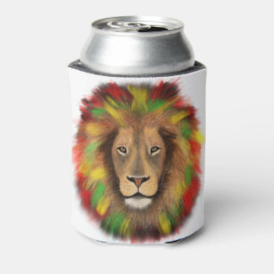 Rasta lion head red yellow green drawing Jamaica Can Cooler