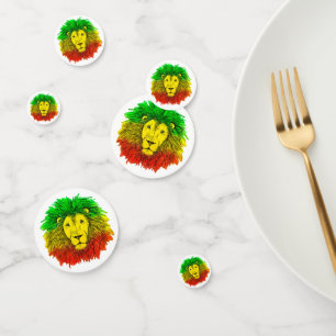 Rasta lion head red yellow green drawing Jamaica Confetti