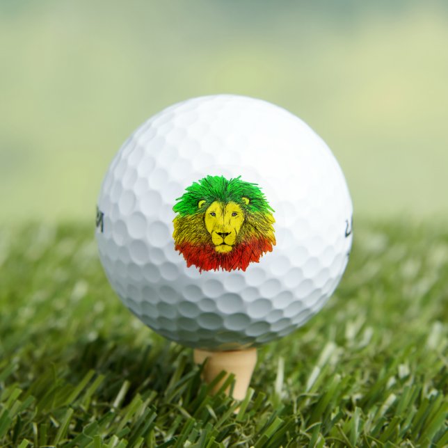 Rasta lion head red yellow green drawing Jamaica  Golf Balls (Insitu Tee)