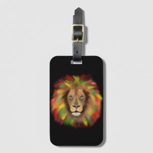 Rasta lion head red yellow green drawing Jamaica  Luggage Tag