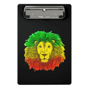 Rasta lion head red yellow green drawing Jamaica  Mini Clipboard