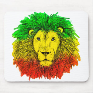 Rasta lion head red yellow green drawing Jamaica  Mouse Pad