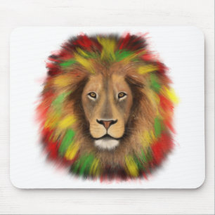 Rasta lion head red yellow green drawing Jamaica  Mouse Pad