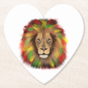Rasta lion head red yellow green drawing Jamaica  Paper Coaster