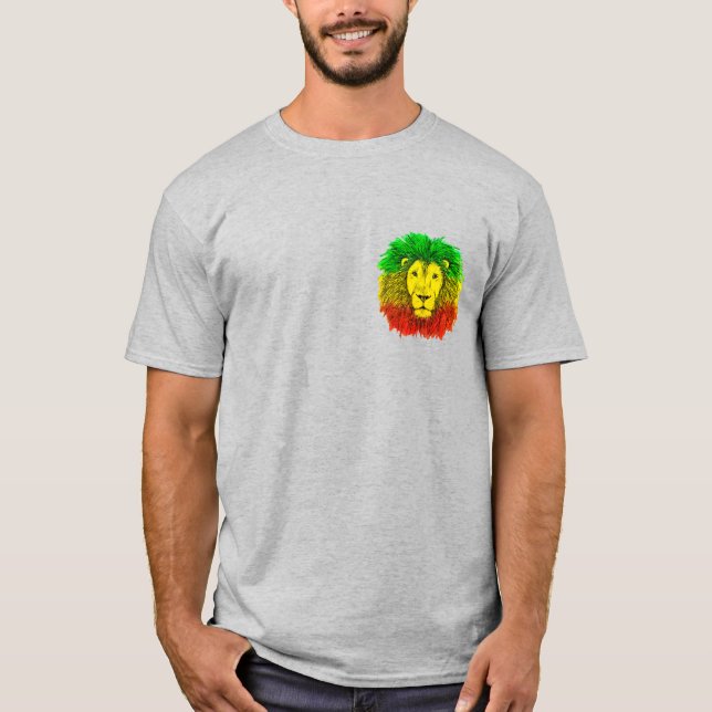 Rasta lion head red yellow green drawing Jamaica  T-Shirt (Front)