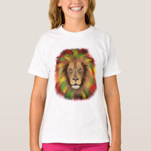 Rasta lion head red yellow green drawing Jamaica T-Shirt