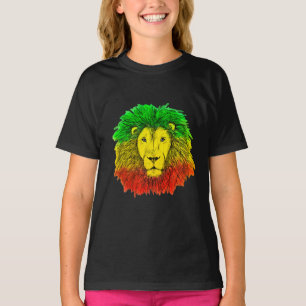 Rasta lion head red yellow green drawing Jamaica T-Shirt