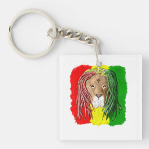 Rasta Lion Jamaican Reggae Flag Keychain