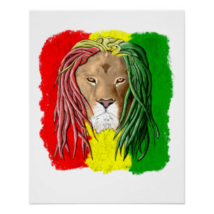 Rasta Lion Jamaican Reggae Flag Poster