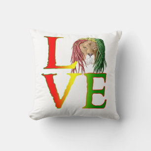 Rasta Lion Jamaican Reggae Love Throw Pillow