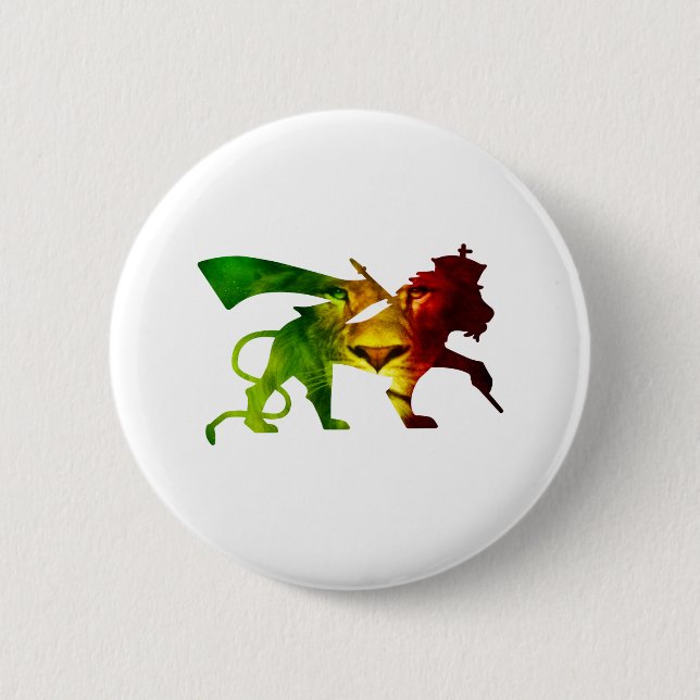 Rasta Lion of Judah 2 Inch Round Button (Front)