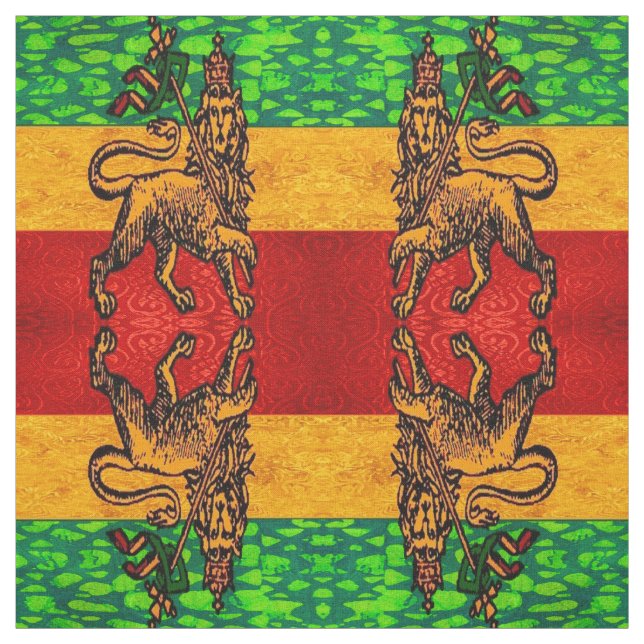 Rasta Lion of Judah Flag Fabric (Swatch)