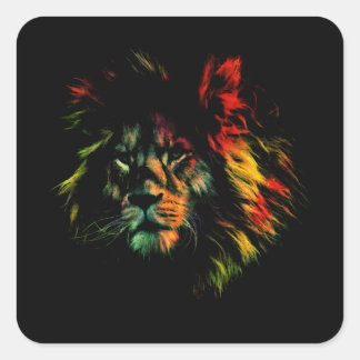 Rasta Lion Square Sticker