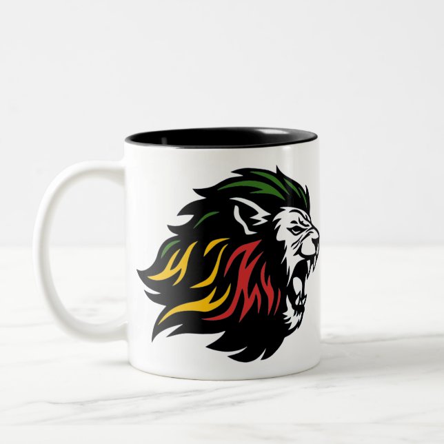 Rasta Lion Two-Tone Coffee Mug (Left)