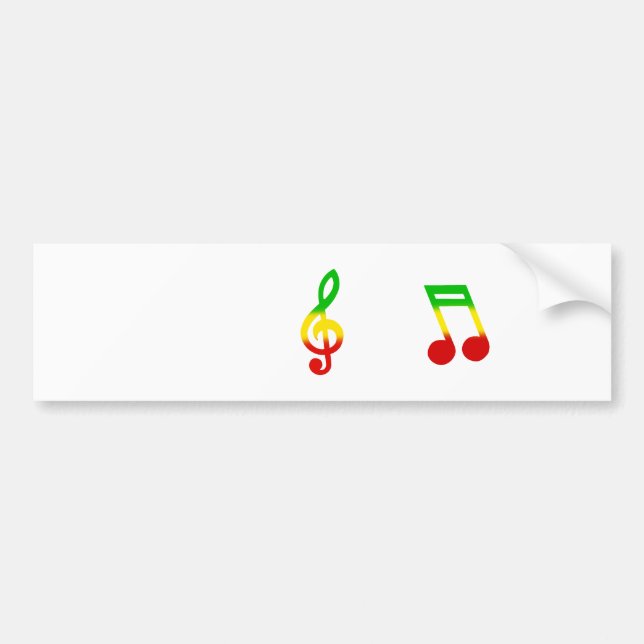 Rasta Note and Treble Clef Bumper Sticker (Front)