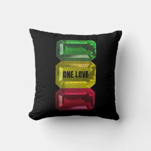 Rasta One Love in Red Yellow Green Throw Pillow