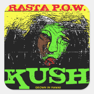 RASTA P.O.W. KUSH SQUARE STICKER