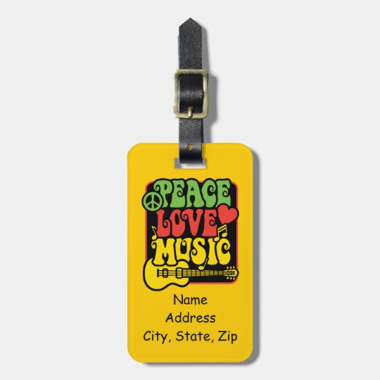 Rasta Peace Love Music Luggage Tag
