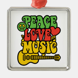 Rasta  Peace-Love-Music Metal Ornament