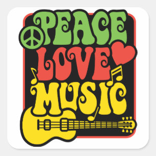 Rasta Peace-Love-Music Square Sticker