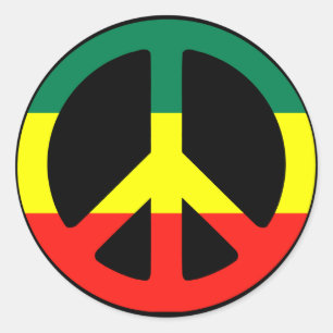 Rasta Peace Sign Classic Round Sticker
