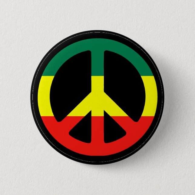 Rasta Peace Symbol 2 Inch Round Button (Front)