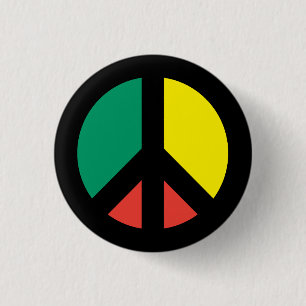 Rasta Peace Symbol Button