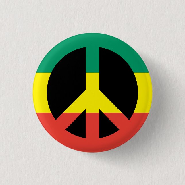 Rasta Peace Symbol Button (Front)