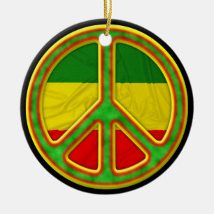 Rasta Peace Symbol Ceramic Ornament