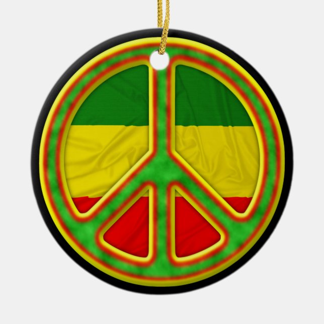Rasta Peace Symbol Ceramic Ornament (Front)