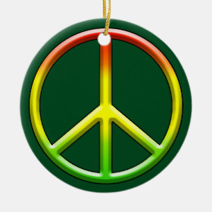 Rasta Peace Symbol Christmas! Ceramic Ornament