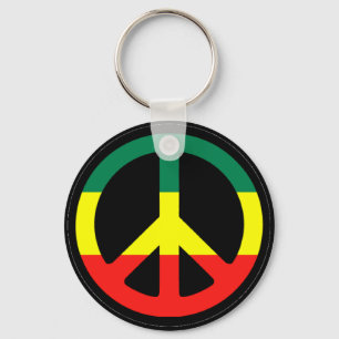 Rasta Peace Symbol Keychain