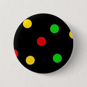 Rasta Polka Dots on Black 2 Inch Round Button