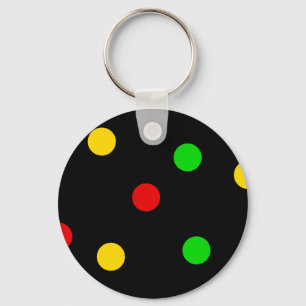Rasta Polka Dots on Black Keychain