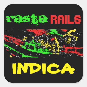 RASTA RAILS INDICA SQUARE STICKER