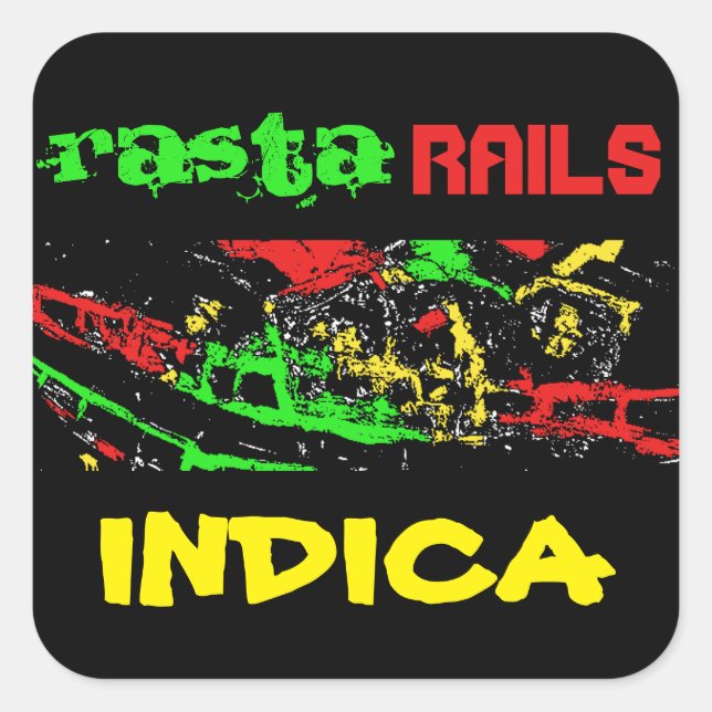 RASTA RAILS INDICA SQUARE STICKER (Front)