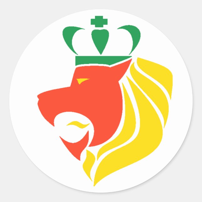 Rasta Reggae Crowned Lion Classic Round Sticker (Front)
