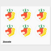 Rasta Reggae Crowned Lion Classic Round Sticker (Sheet)