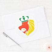 Rasta Reggae Crowned Lion Classic Round Sticker (Envelope)