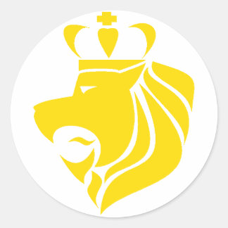 Rasta Reggae Crowned Lion Yellow Classic Round Sticker