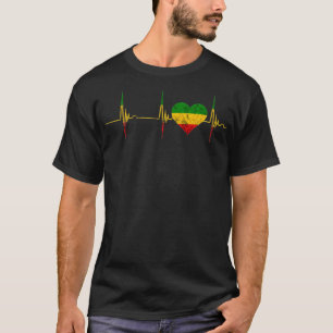 Rasta Reggae Heartbeat EKG Pulse Reggae Music Jama T-Shirt