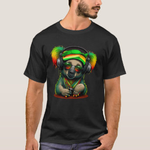 Rasta Reggae Koala Bear Hippie Reggae Music Headph T-Shirt