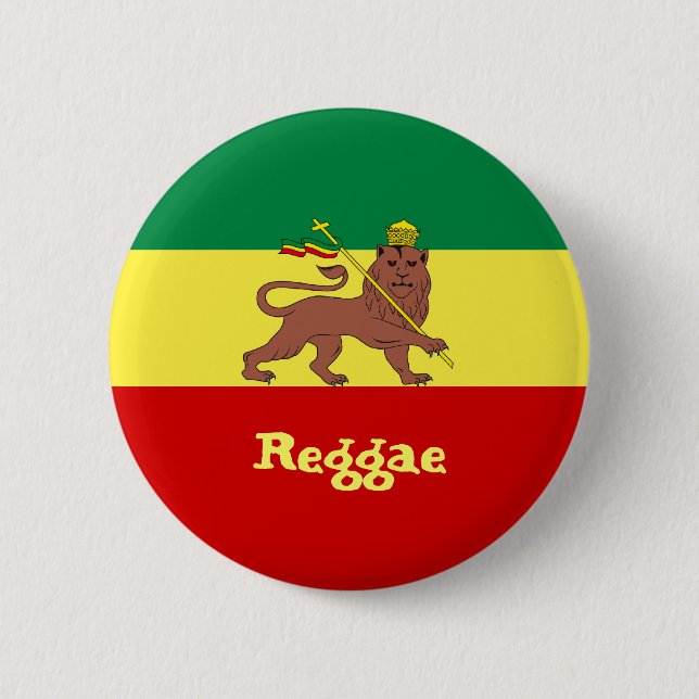 Rasta Reggae Lion of Judah 2 Inch Round Button (Front)