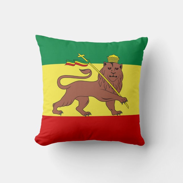 Rasta Reggae Lion of Judah Throw Pillow (Front)