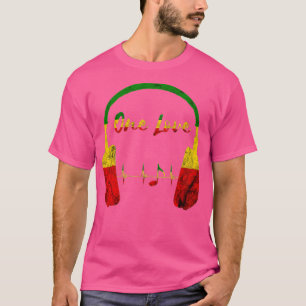 Rasta Reggae Music Headphones One Love Jamaica Ras T-Shirt