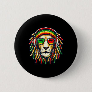 Rasta Reggae Music Lion Jamaica  2 Inch Round Button