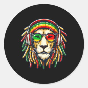 Rasta Reggae Music Lion Jamaica Classic Round Sticker