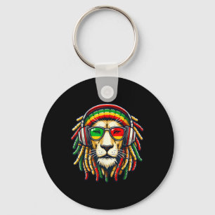 Rasta Reggae Music Lion Jamaica Keychain