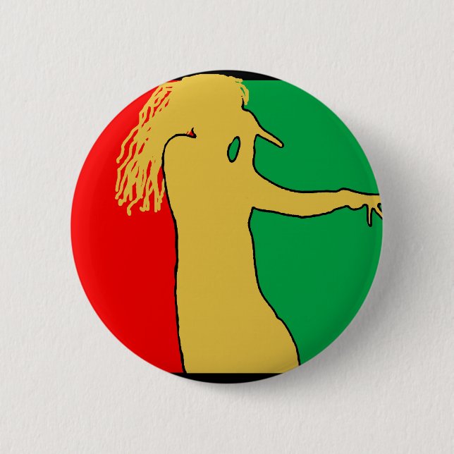 Rasta Singer Silhouette 2 Inch Round Button (Front)